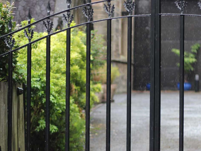 Wrought Iron Electric Gate With Finials On Top